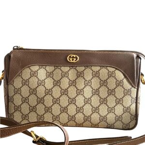 Gucci Brown Leather Crossbody Bag with Gold Hardware